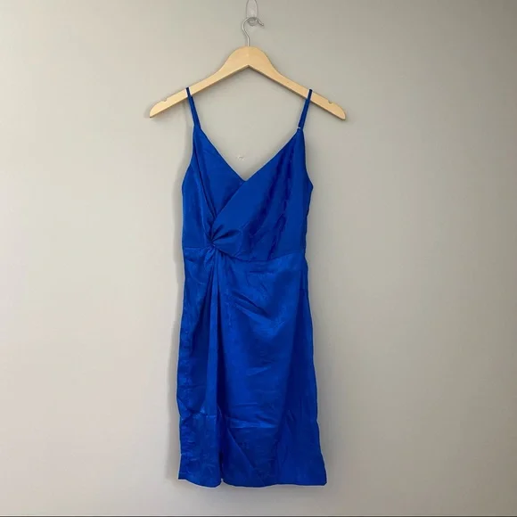 Lulus | Dresses | Lulus Classy Moments Cobalt Blue Satin Jacquard  Twistfront Mini Dress | Poshmark